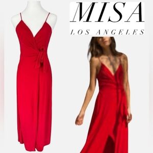 MISA Veronika Red Wrap Maxi Dress Size Medium